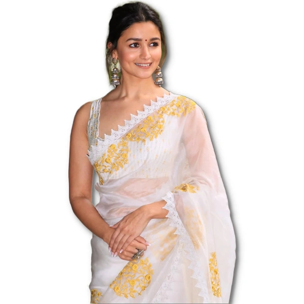 Laxmipati Bani Thani 6821 White Georgette Saree – Sanskar Sarees